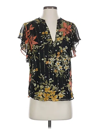 Pre-owned Joie Short Sleeve Blouse In Black