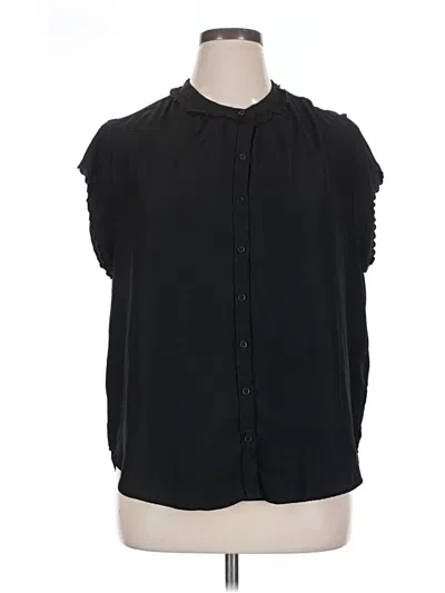 Pre-owned Joie Short Sleeve Blouse In Black