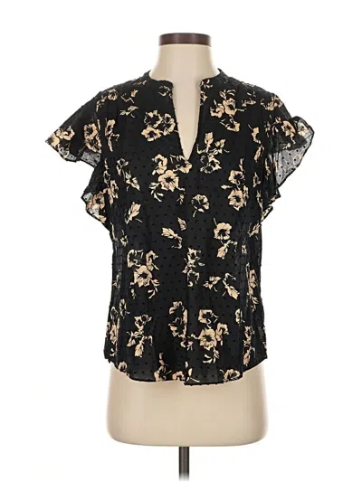 Pre-owned Joie Short Sleeve Blouse In Black