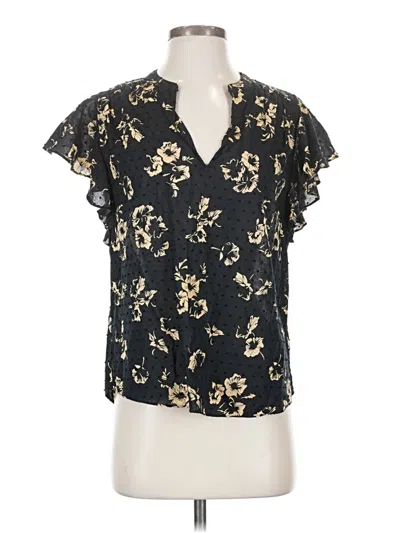 Pre-owned Joie Short Sleeve Blouse In Black