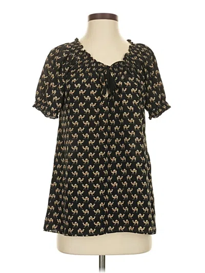 Pre-owned Joie Short Sleeve Blouse In Black