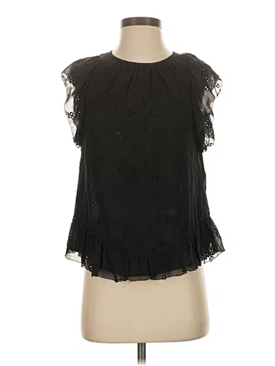 Pre-owned Joie Short Sleeve Blouse In Black
