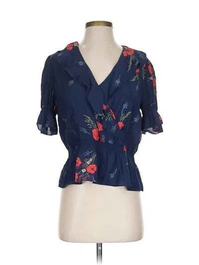 Pre-owned Joie Short Sleeve Blouse In Blue