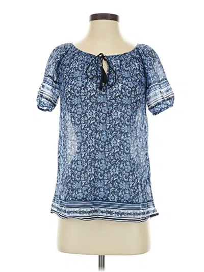 Pre-owned Joie Short Sleeve Blouse In Blue
