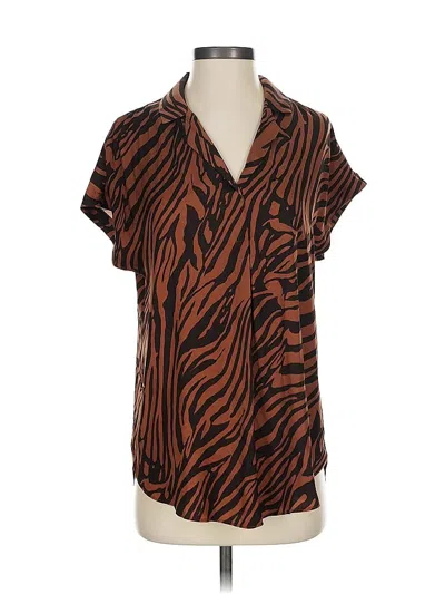 Pre-owned Joie Short Sleeve Blouse In Brown