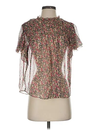 Pre-owned Joie Short Sleeve Blouse In Brown