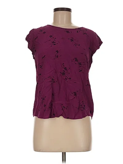 Pre-owned Joie Short Sleeve Blouse In Burgundy