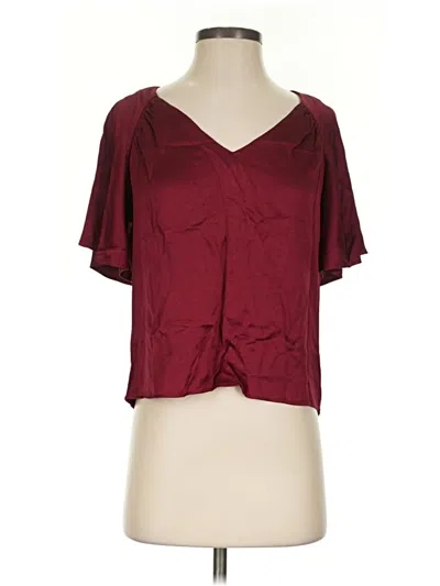 Pre-owned Joie Short Sleeve Blouse In Burgundy