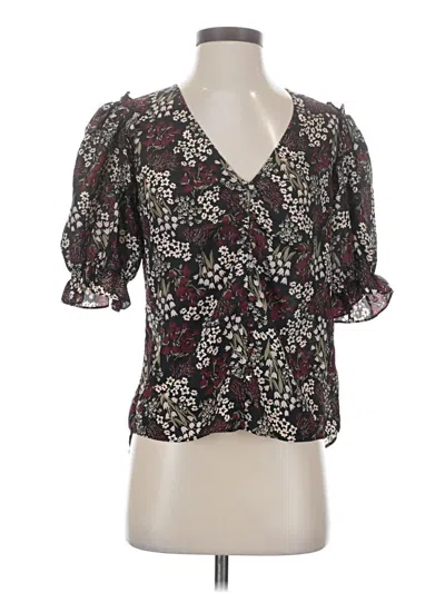 Pre-owned Joie Short Sleeve Blouse In Burgundy
