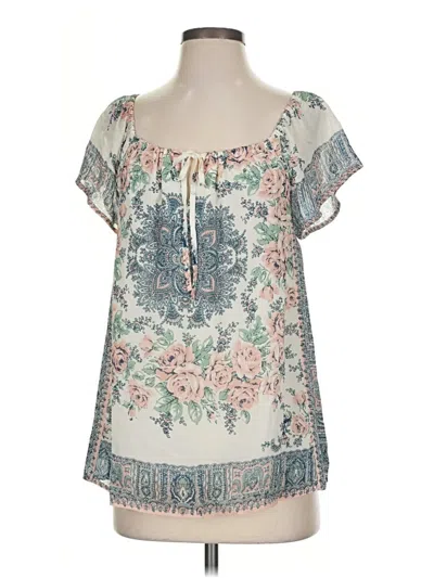 Pre-owned Joie Short Sleeve Blouse In Ivory