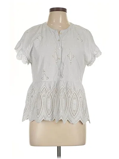 Pre-owned Joie Short Sleeve Blouse In Silver