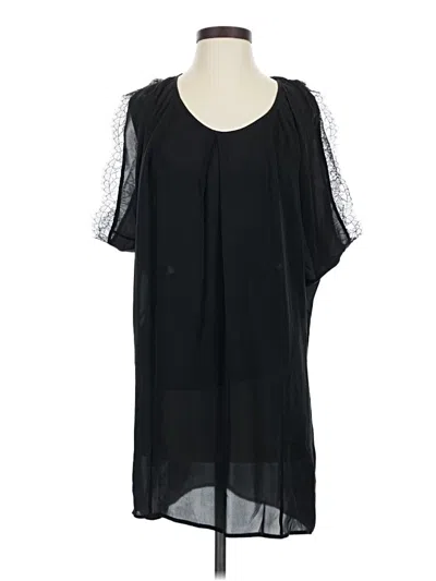 Pre-owned Joie Short Sleeve Silk Top Black Cold Shoulder Neckline Tops