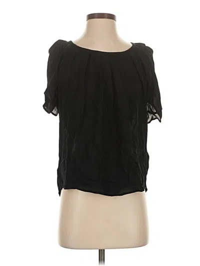Pre-owned Joie Short Sleeve Silk Top Black Keyhole Neckline Tops