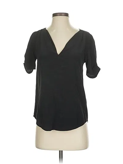 Pre-owned Joie Short Sleeve Silk Top Black V Neck Tops