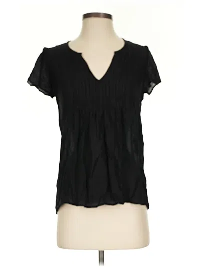 Pre-owned Joie Short Sleeve Silk Top Black V Neck Tops