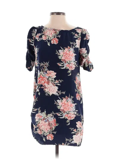 Pre-owned Joie Short Sleeve Silk Top Blue Boatneck Tops