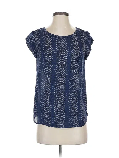 Pre-owned Joie Short Sleeve Silk Top Blue Square Neckline Tops