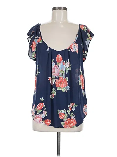 Pre-owned Joie Short Sleeve Silk Top Blue Sweetheart Neckline Tops