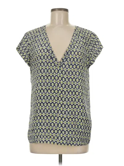 Pre-owned Joie Short Sleeve Silk Top Blue V Neck Tops