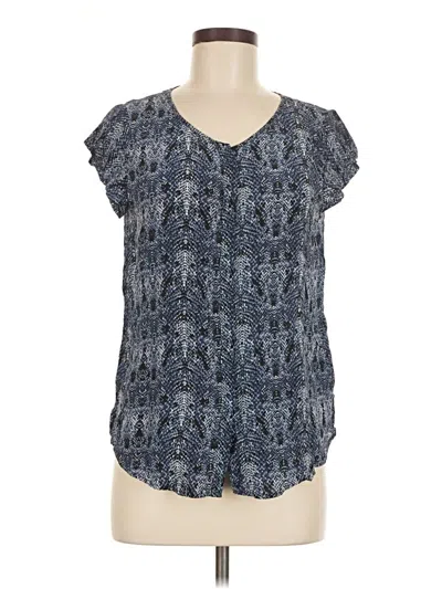 Pre-owned Joie Short Sleeve Silk Top Blue V Neck Tops