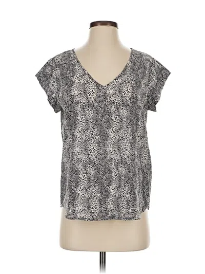 Pre-owned Joie Short Sleeve Silk Top Gray Animal Print Pattern V Neck Tops
