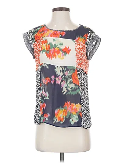 Pre-owned Joie Short Sleeve Silk Top Gray Boatneck Tops