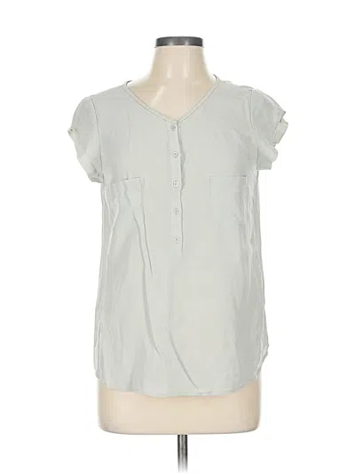 Pre-owned Joie Short Sleeve Silk Top Gray Keyhole Neckline Tops