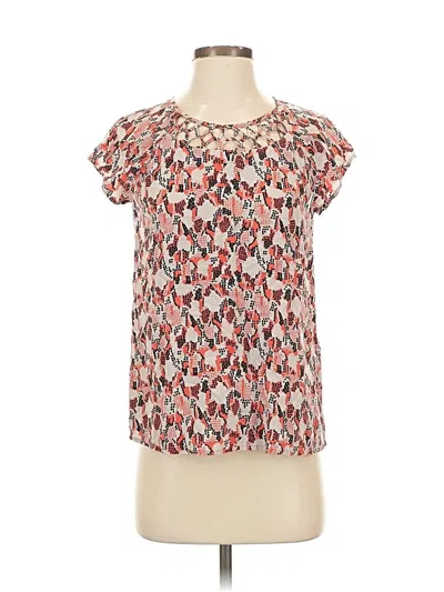 Pre-owned Joie Short Sleeve Silk Top Gray Keyhole Neckline Tops