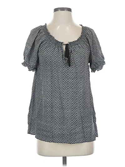 Pre-owned Joie Short Sleeve Silk Top Gray Keyhole Neckline Tops