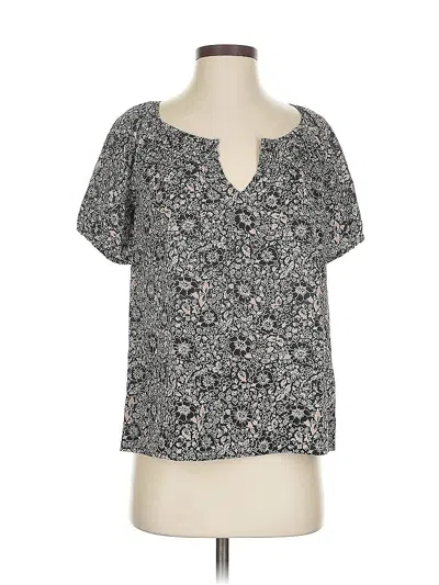 Pre-owned Joie Short Sleeve Silk Top Gray V Neck Tops