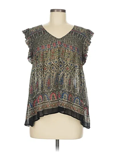 Pre-owned Joie Short Sleeve Silk Top Gray V-neck Tops