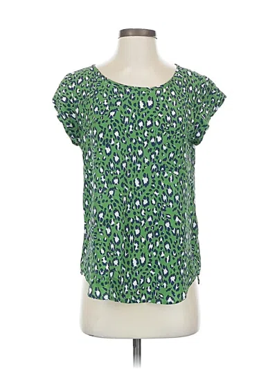 Pre-owned Joie Short Sleeve Silk Top Green Scoop Neck Tops