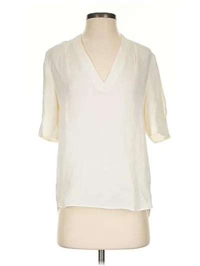 Pre-owned Joie Short Sleeve Silk Top Ivory V-neck Tops