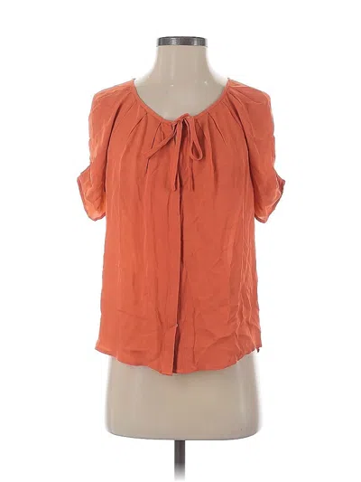 Pre-owned Joie Short Sleeve Silk Top Orange Keyhole Neckline Tops