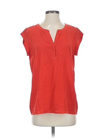 Pre-owned Joie Short Sleeve Silk Top Orange V Neck Tops