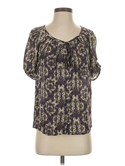 Pre-owned Joie Short Sleeve Silk Top Purple Keyhole Neckline Tops