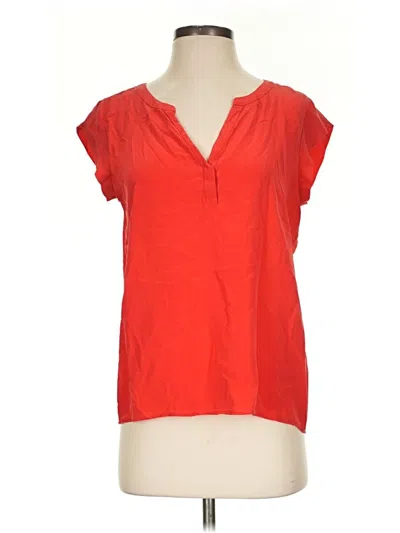 Pre-owned Joie Short Sleeve Silk Top Red V-neck Tops