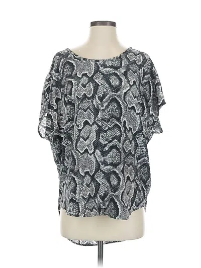 Pre-owned Joie Short Sleeve Silk Top Silver Cold Shoulder Neckline Tops