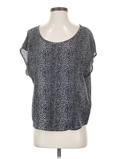 Pre-owned Joie Short Sleeve Silk Top Silver Scoop Neck Tops