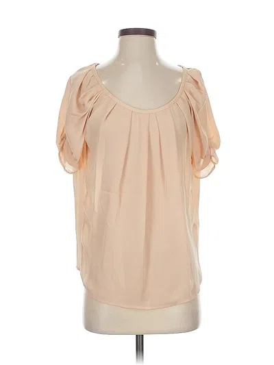 Pre-owned Joie Short Sleeve Silk Top Tan Cold Shoulder Neckline Tops In Brown