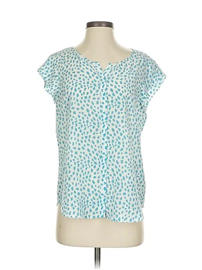 Pre-owned Joie Short Sleeve Silk Top Teal Sweetheart Neckline Tops In Blue