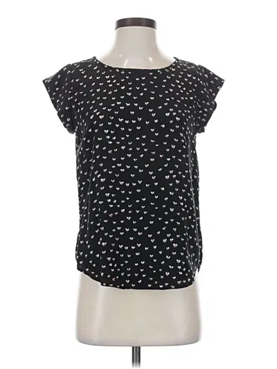 Pre-owned Joie Short Sleeve Top Black Stars Pattern Boatneck Tops