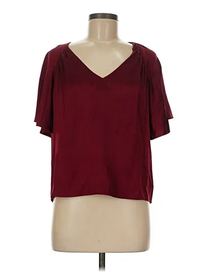 Pre-owned Joie Short Sleeve Top Burgundy V Neck Tops