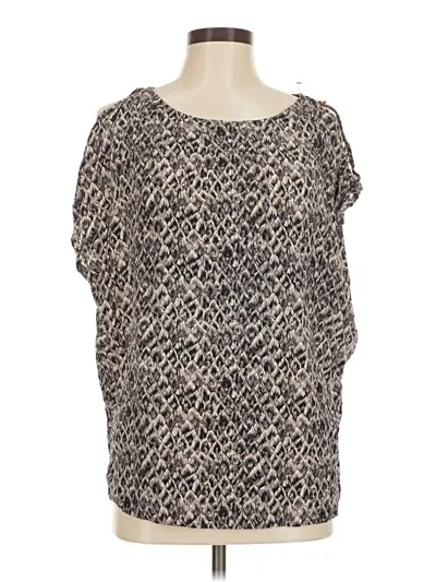 Pre-owned Joie Short Sleeve Top Gray Animal Print Pattern Boatneck Tops