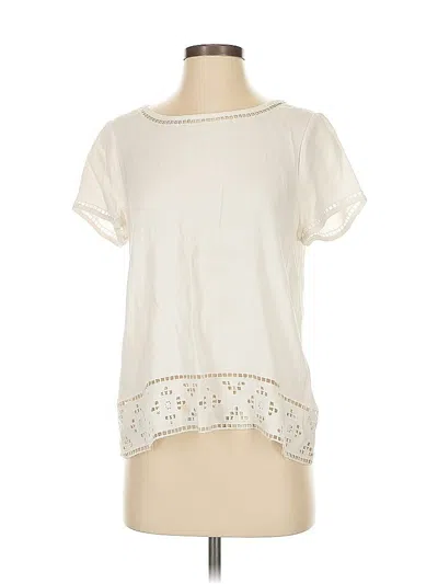 Pre-owned Joie Short Sleeve Top Ivory Keyhole Neckline Tops In White