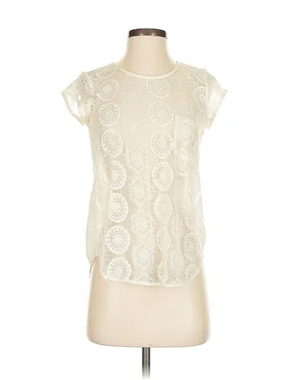 Pre-owned Joie Short Sleeve Top Ivory Mock Neckline Tops In White