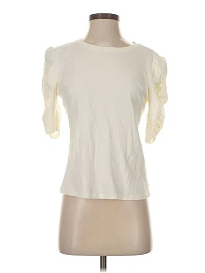Pre-owned Joie Short Sleeve Top Ivory Sweetheart Neckline Tops In White