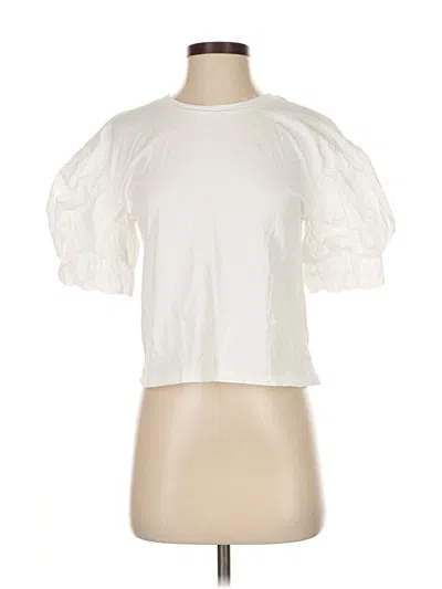 Pre-owned Joie Short Sleeve Top White Mock Neckline Tops