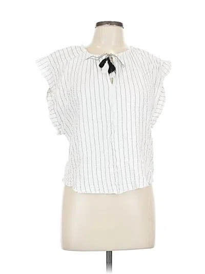 Pre-owned Joie Short Sleeve Top White Ruffles Neckline Tops