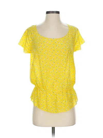 Pre-owned Joie Short Sleeve Top Yellow Scoop Neck Tops